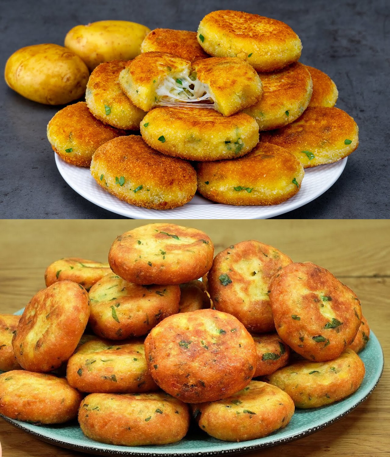 Kartoffelfrikadellen gefüllt mit Käse, die brate ich fast jede Woche ...